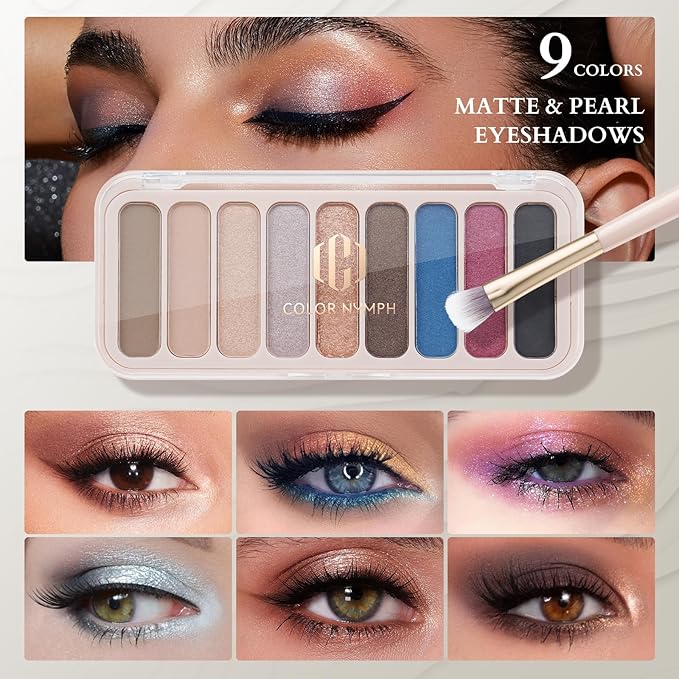 Color Nymph Girls Makeup Kit for Teens Girls with Cosmetic Bag, Full Face Makeup Kit For Women included 9 Color Eyeshadow Palette Concealer Liquid Blush Eyeliner Lipgloss