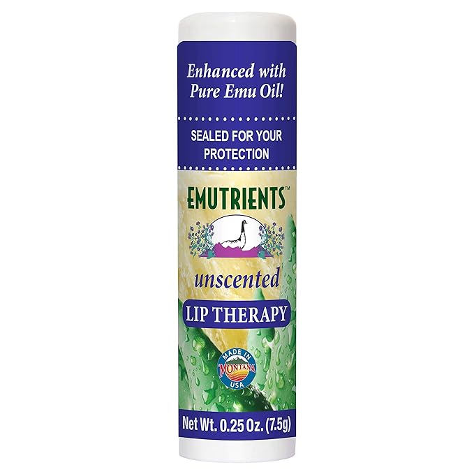 Montana Emu Ranch Natural Lip Balm 0.25 Ounce - Unscented - Made with Pure Emu Oil