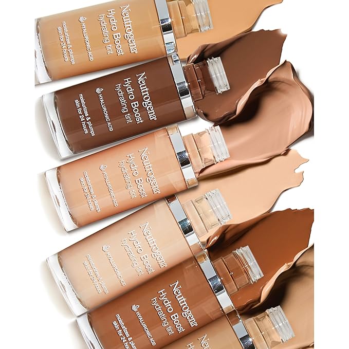 Neutrogena Hydro Boost Hydrating Tint Foundation Makeup for Dry Skin, with Hyaluronic Acid, Lightweight Oil-Free Water Gel, Non-Comedogenic, 60 Natural Beige 1.0 fl. oz