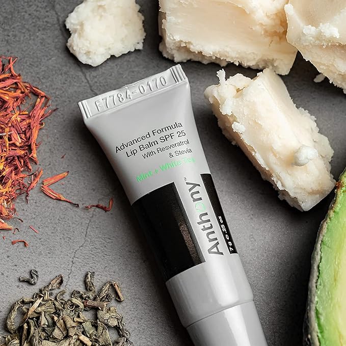 Anthony 25 SPF Lip Balm with Sunscreen for Lips – Contains Green Tea Extract, Shea Butter & Vitamin E – Moisturizing Repair Care Treatment for Chapped & Dry Lips 4-Pack