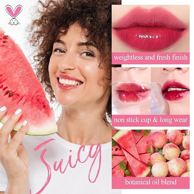 Lip Tint Stain Set, Korean Water Tint Lightweight Non-sticky, Waterproof Long Lasting Liquid Blush & Lip Stain, Transfer-Proof, Matte Finish Lip Color Makeup (juicy)