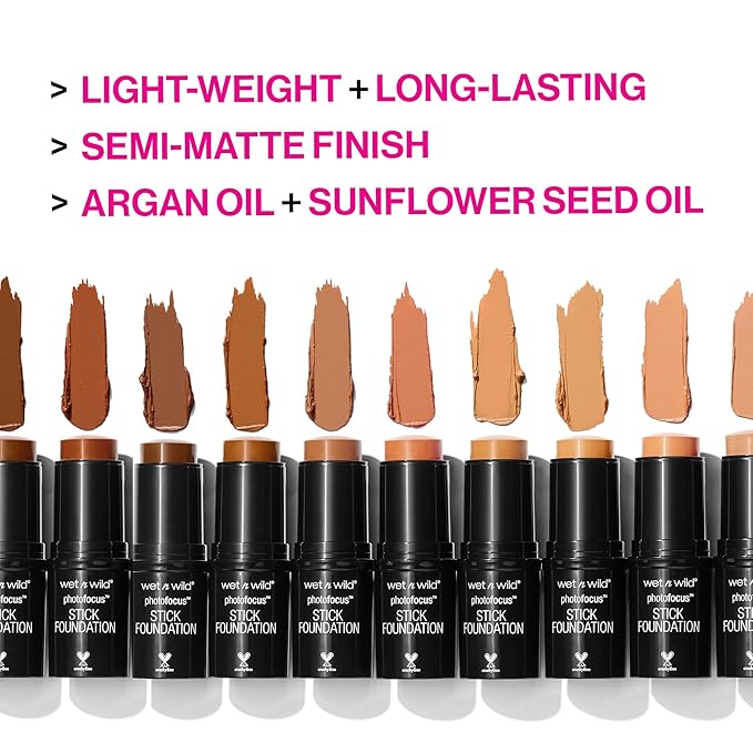 wet n wild Photo Focus Matte Foundation Stick Makeup Porcelain & Shell Ivory Vegan Cruelty-Free