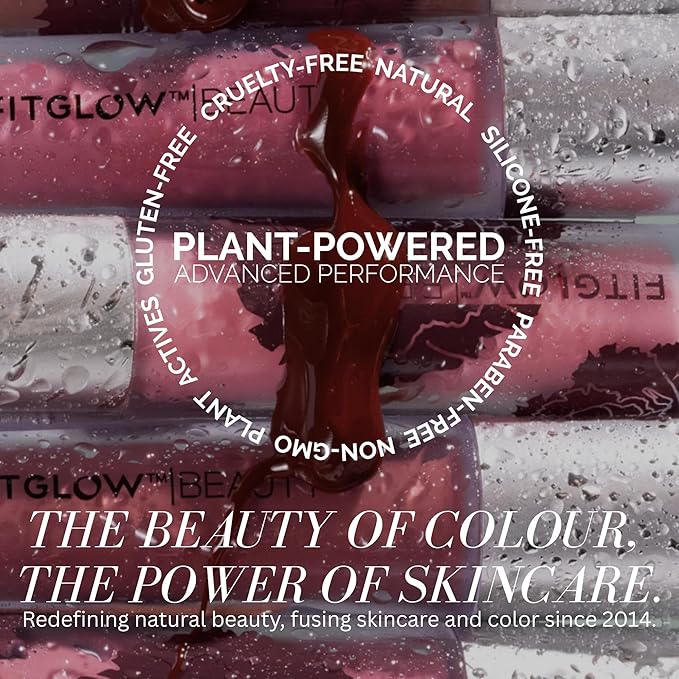 FITGLOW Beauty Lip Colour Serum | Hydrating Lip Gloss | Plumping Anti-Aging Lip Treatment | Natural Shine with Pomegranate Sterols & Collagen | Buildable Color for Dry Chapped Lips | Cherry - 10g