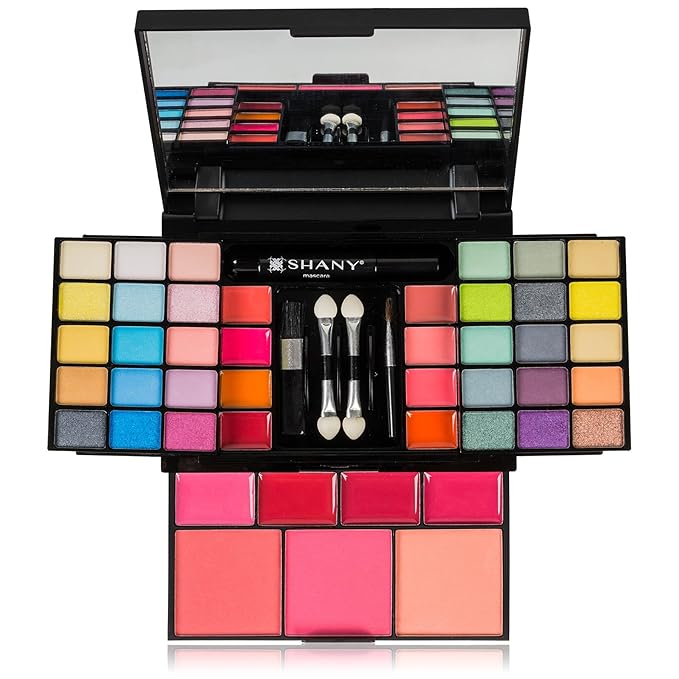 SHANY 'Fix Me Up' Makeup Kit - Compact Travel Makeup Portable Giftable Adult and Teen Makeup Set Eye Shadows, Lip Colors, Blushes, and Applicators