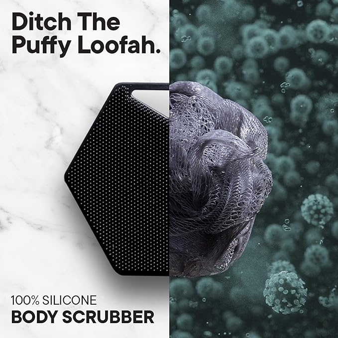 TOOLETRIES Body Scrubber 2.0 – Premium Silicone Scrubber for Cleaning, Exfoliating and Invigorating Your Skin – Extra Long Lather Boosting Bristles with Ergonomic Handle, Long-Lasting & Easy to Clean