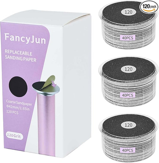 120PCS Medium 120 Grit Replaceable Sandpaper Discs for Electric Foot Callus Removers - 42mm/1.65in Smoothing Foot File Refills - Daily Foot Maintenance & Softening