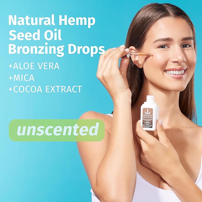 Hempz Instant Bronzing Drops, Face and Body Bronzer, Drops of Sunshine, 2 oz.