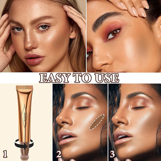 Liquid Contour Beauty Wand,Stick with Cushion Applicator,Cream Contour,Long Lasting Smoothly Moisturizng Silky Contour Stick Face Contouring Stick