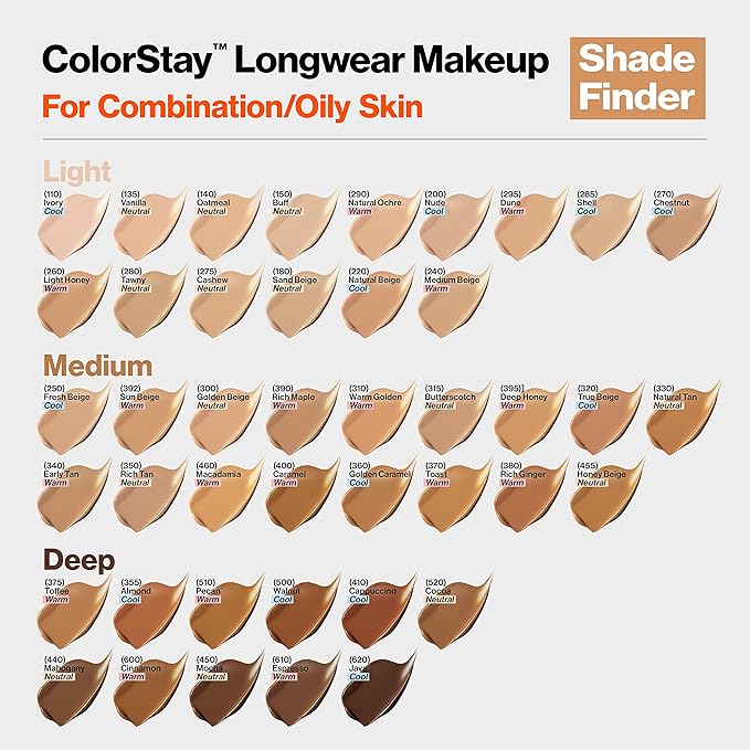 Revlon Liquid Foundation, ColorStay Face Makeup for Combination & Oily Skin, SPF 15, Medium-Full Coverage with Matte Finish, Honey Beige (455), 1.0 oz