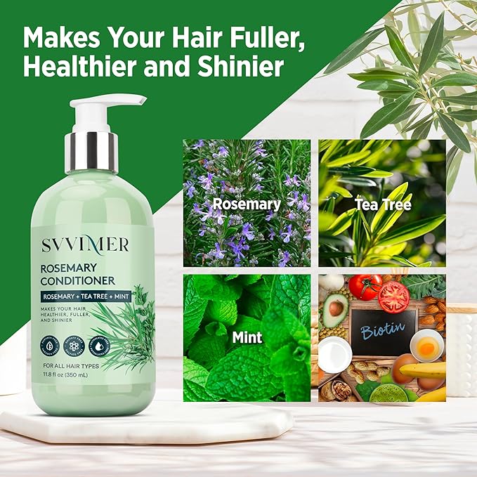 Rosemary Hair Growth Conditioner: Thickening Moisturizing Product with Biotin for Women Men - for Damaged Dry Thinning Hair 11.8 fl.oz