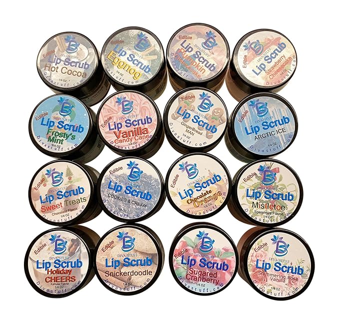 Diva Stuff Ultra Hydrating Lip Scrub for Soft Lips, Gentle Exfoliation, Moisturizer & Conditioner, ¼ oz - Made in the USA (Holiday Sweet Treats)