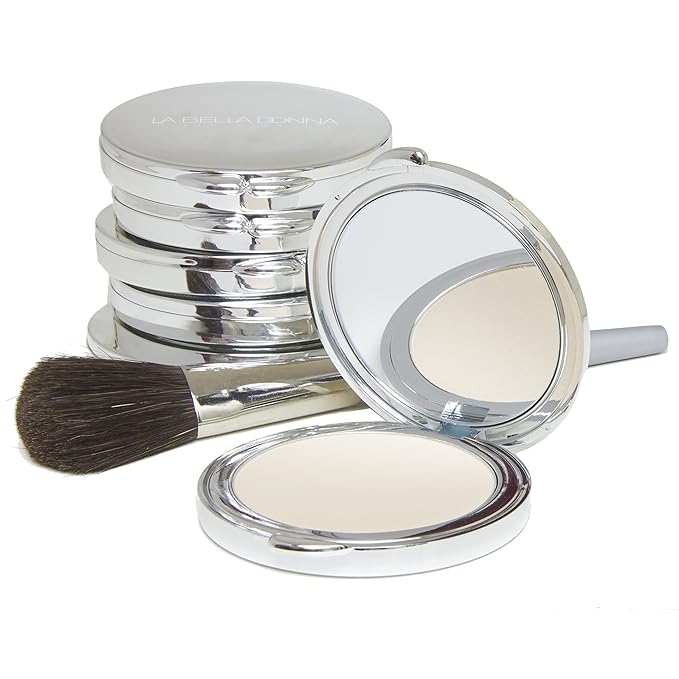 La Bella Donna Compressed Mineral Foundation - Face Powder Makeup Natural Looking Glowing Skin Wrinkle Defying Mattifying Finish Contour Makeup Long Lasting Full Coverage Sun Kissed Tan (Caterina)