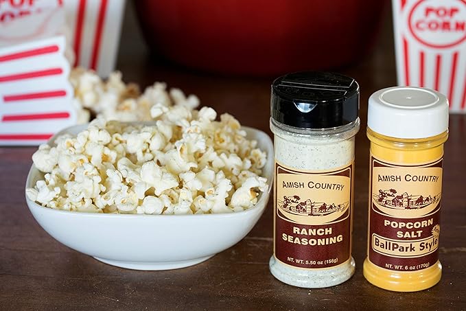 Amish Country Popcorn | Seasoning Variety Pack | BallPark Style ButterSalt - 5.5 oz and Ranch - 5.5 oz Popcorn Seasoning | Old Fashioned, Non-GMO and Gluten Free