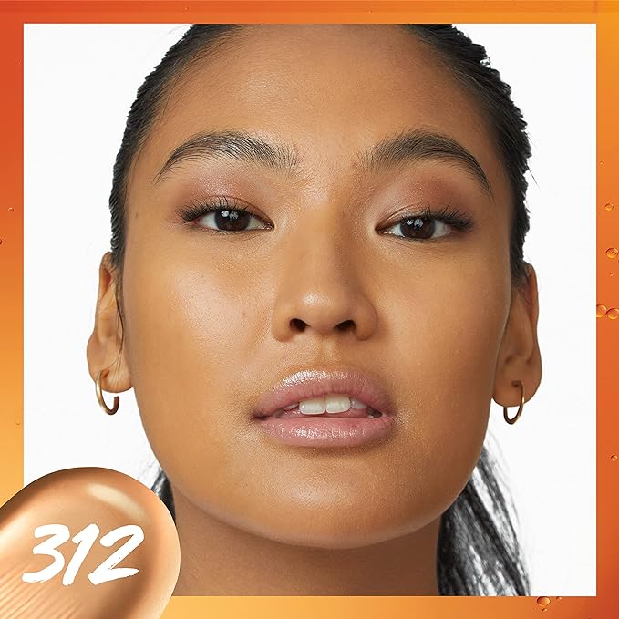 Maybelline Super Stay Up to 24HR Skin Tint, Radiant Light-to-Medium Coverage Foundation, Makeup Infused With Vitamin C, 312, 1 Count