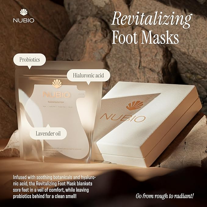 Nubio Foot Spa Collection for Women & Men - Exotic Hydration & Pampering for Dry Feet - Includes 6 x Foot Peel Masks, 2lb Epsom Salt Foot Soak, 5oz Moisturizing Milk, & All-in-1 Pedicure Paddle