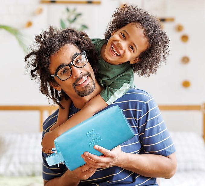 Bath and Body Mens Gift Set - Glacier Absolute - Premium Fathers Day Birthday Christmas Gifts Ideas For Him - Skin Care Kits For Men in Leather Toiletry Bag w. Full Size Items