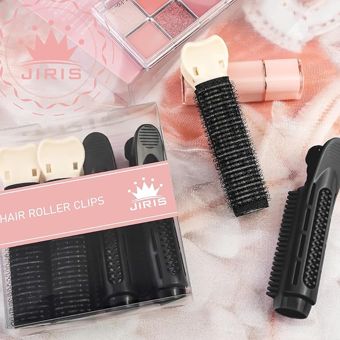 4PCS Volumizing Hair Clips for Root Lift & Volume - Instant Bangs Roller Clips for Effortless Curls & Lift - Velcro Rollers For Hair - Hair Rollers For Women - Black