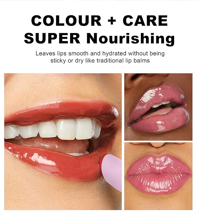MAEPEOR Nourishing Lip Balm 8 Colors Smooth Moisturizing Lip Glow Gloss Non-Sticky and Long-lasting Hydrating Jelly Lip Balm for Women and Girls (Color 02)
