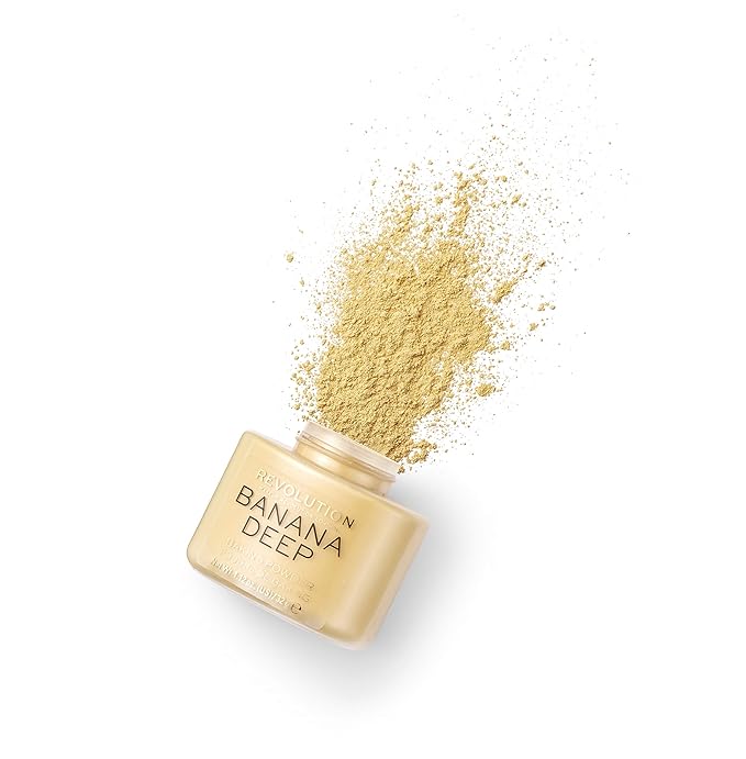 Revolution Beauty, Loose Baking Powder, Makeup Setting Powder, Long Lasting Coverage, Mattifies & Reduces Shine, Banana Deep, 1.13 Oz