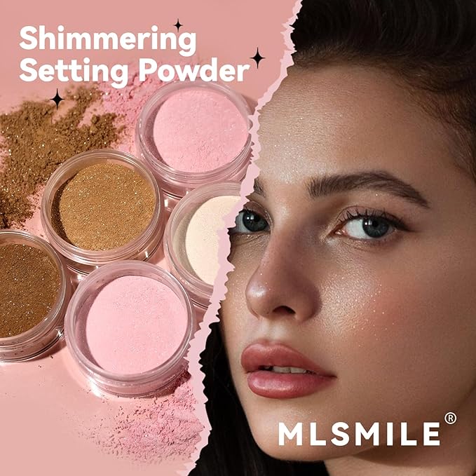 AKARY White Translucent Setting Powder, Shimmer Finishing Powder Oil Control for Long Lasting Makeup, Lightweight Loose Powder Waterproof Makes Skin Downy, Blurring Powder for All Skin Tones, 01