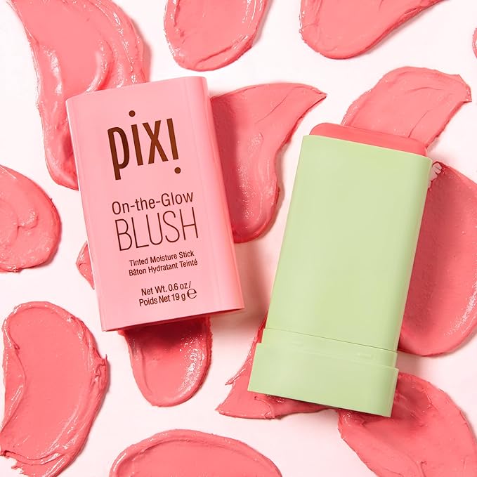 Pixi On-the-Glow Blush, Hydrating Tinted Moisture Blush Stick with Ginseng, Aloe Vera & Fruit Extracts, For Cheeks & Lips, 19g / 0.6oz, Paraben-Free (Fleur)