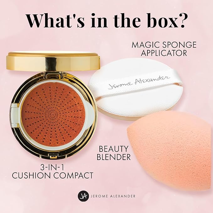 MagicMinerals AirCushion Foundation by Jerome Alexander, Cushion Foundation with Skincare Actives, Long-Lasting, Semi-Matte Finish, Full Buildable Coverage (Medium)