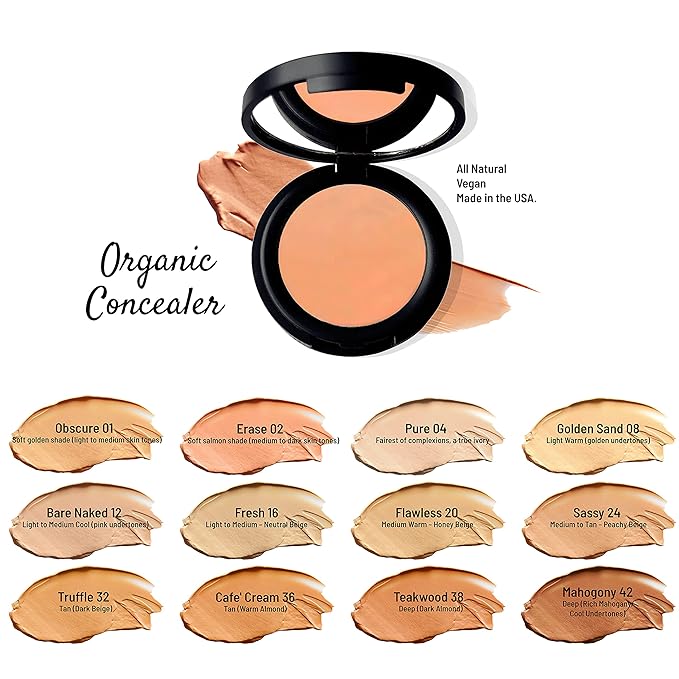 Mom's Secret 100% Natural Concealer, Organic, Vegan, Gluten Free, Cruelty Free, Made in the USA, 0.11 oz. (Erase 02)