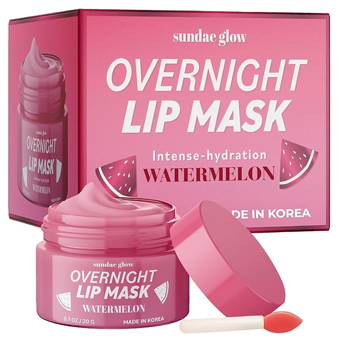 Watermelon Lip Mask - Dermatologist Tested, Anti-Aging, Korean Skin Care, Deep Hydration, Overnight Lip Repair - Vegan, Clean Beauty, 95% Natural, Cruelty-Free - 1 Pack