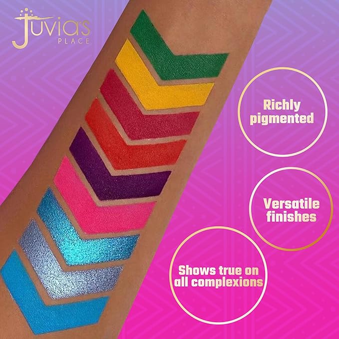 Juvia's Place Palette The Warrior III - Deep Emerald Green, Red, Violet, Cerulean Blue, Shades of 9, Pigmented Makeup Palette Eye Color & Shine