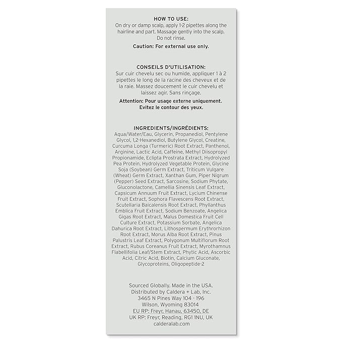 Caldera + Lab The Hair Serum | Men’s Thickening Serum for Thinning & Receding Hair, Supports Fuller & Stronger-Looking Hair, Dermatologically Tested - All Hair Types