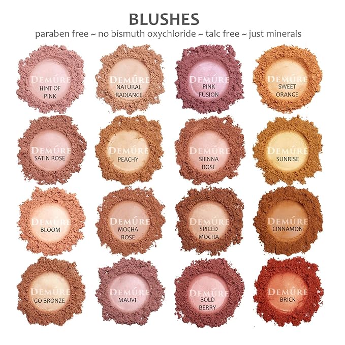 Demure Mineral Loose Powder Blush - Natural, Professional, Cruelty-Free Makeup (Satin Rose)