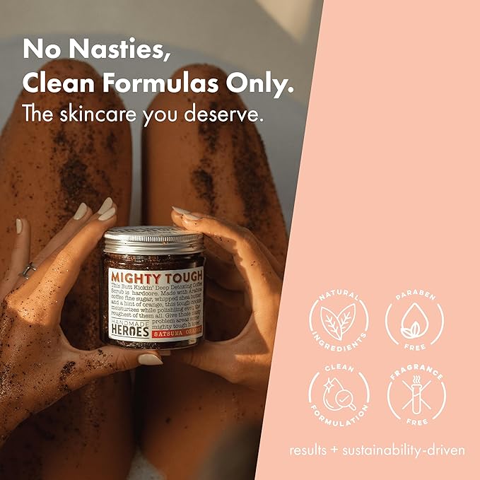 Coffee Scrub Foot & Body Exfoliator Infused with Vitamin E and Orange Peel Natural Exfoliating Sugar Body Scrub for Toning Cellulite Skin Care by Handmade Heroes