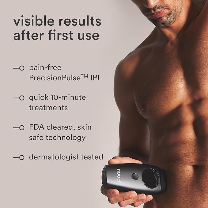 NEW Nood™ Flasher 2.0 Kit — IPL Laser Hair Removal Device for Women & Men — Pain-free & Permanent, Visible Results After First Use & Works Everywhere — Pre & Post IPL Treatment Included — Matte Black