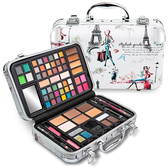 Makeup Kit Gift Set - 41 Eye Shadows, 7 Body Glitters, 1 Lip Liner Pencil, 1 Lipsticks, 4 Blushs, Eye liner pencil, 5 Concealers, 2 Lip Gloss, 5 Bronzers, Mirror