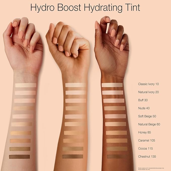 Neutrogena Hydro Boost Hydrating Tint Foundation Makeup for Dry Skin, with Hyaluronic Acid, Lightweight Oil-Free Water Gel, Non-Comedogenic, 40 Nude Color, 1.0 fl. oz