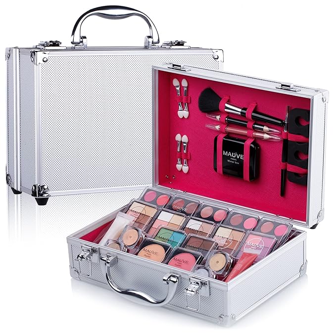 Makeup Kit for Girls and kids 8-12 Carry All Makeup Train Case with Pro Makeup for Teens Women Full Starter Cosmetics Set (SILVER)