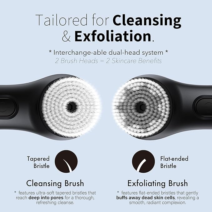 NågraCoola Electric Facial Cleansing Brush – Rechargeable Waterproof Face Scrubber for Women & Men, 2 Brush Heads for Deep Pore Cleansing & Gentle Exfoliation, 3 Speeds, Auto-Timer