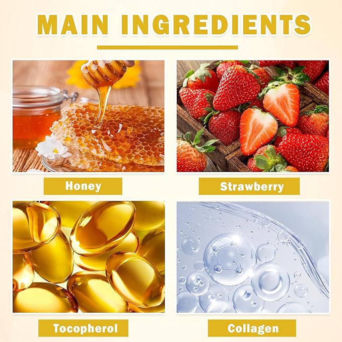 CAHIUYOA 4PCS Bee Lip Balm Honey Pot Honey & Strawberry Lip Balm Lip Mask Moisturizing Hydrating Honey Pot Lip Balm with Stick Prevention Dry & Cracked Lip Scrubs Exfoliator