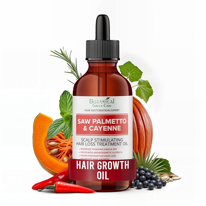Saw Palmetto & Cayenne Hair Serum, Hair Growth Oil. Made in USA