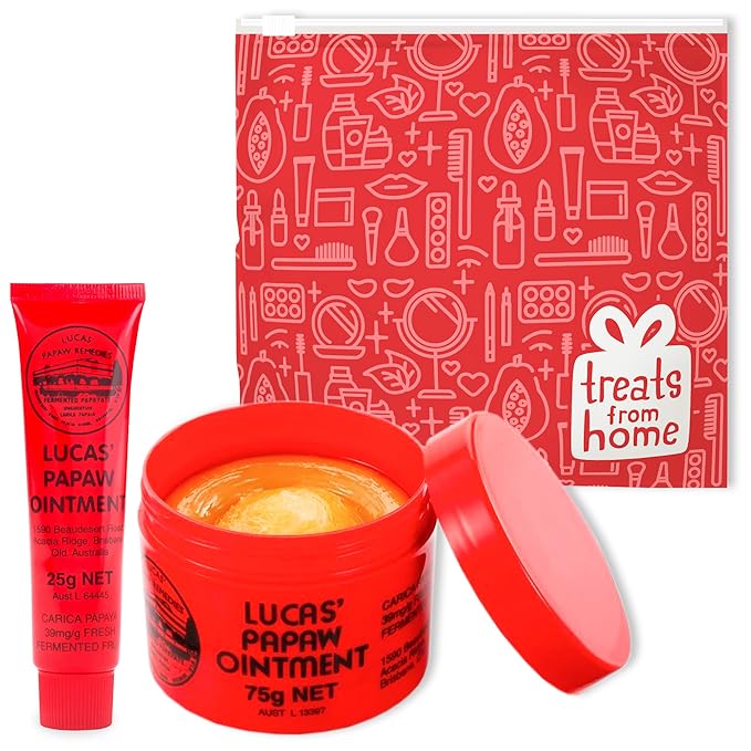 Lucas Pawpaw Lip Ointment, Lucas Pawpaw Cream, Lucas Pawpaw Ointment for Lips & Dry Skin - Unique All Skin Types, All Gender- Any Season Gift Pack with 75g and 15gr Pawpaw Balm