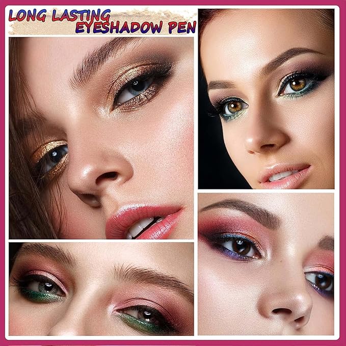 Pink Eyeshadow Stick And Sponge Makeup Brush Cream Shimmer Smooth Shadow Pencil Eyeliner Long Lasting Waterproof Eye Shadow Highlighter Stick Hypoallergenic Multi-Dimensional Eyes Look ( # 13)