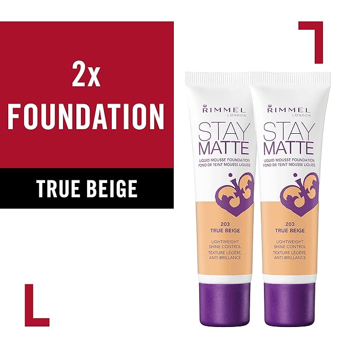 Rimmel, Stay Matte Foundation, True Beige 2 Count (Pack of 1)