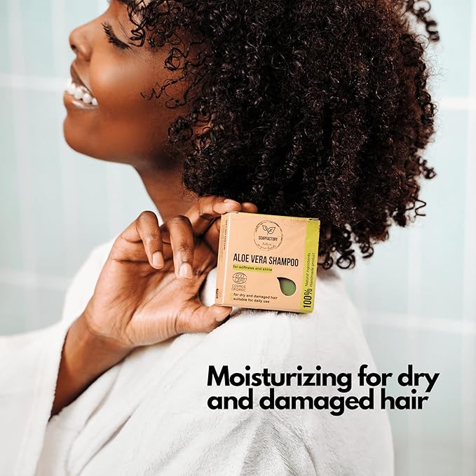 SoapFactory Organic Solid Shampoo Bar for thinning Hair, Hair Soap with Aloe Vera for Men and Women, 100% Natural, Vegan, Handmade, Plastic Free, 3 ounce (Pack of 3)