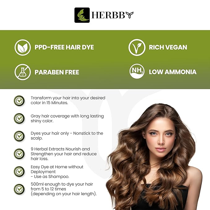 Gray Hair Coverage Shampoo & Conditioner - Color Transform with 9 Herbal Extracts, Long-Lasting (6-8 Weeks), Shiny, Even Coloring, Instant Hair Dye, 500 ml (CHESTNUT BROWN)