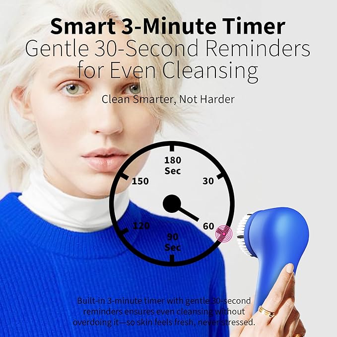 Premium Facial Cleansing Brush,Waterproof Face Scrubber,Spin & Sonic Modes with 3 Intensities,Magnetic 3-Head System for Deep Pore Cleaning, Gentle Exfoliation & Sensitive Skin Care - for Women & Men