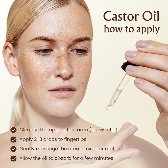 Organic Castor Oil (4oz) - 100% Pure Natural Cold-Pressed Hexane-Free USDA Certified - Glass Bottle - Hair Growth Oil for Scalp Eyelashes Face Skin - Dry Skin Moisturizer Natural Hair Care