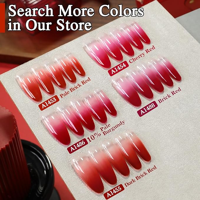 Double Rhythm Translucent Gel Polish Sheer Neutral Natural Light Milky Same Color Same Bottle 15ML Jelly UV Nail Polish Nail Art DIY at Home (Pale Burgundy-A1486)