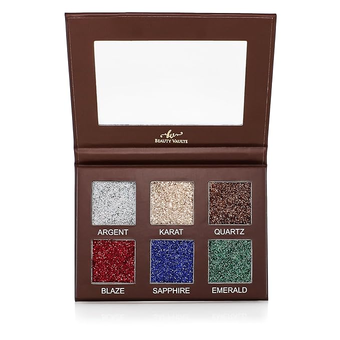 Glitter Eyeshadow Palette, Pressed Pigmented Mineral Ultra Eyeshadow Palette, Long Lasting, Quick Drying, Loose Glitter Glue for Eye Crystals Makeup