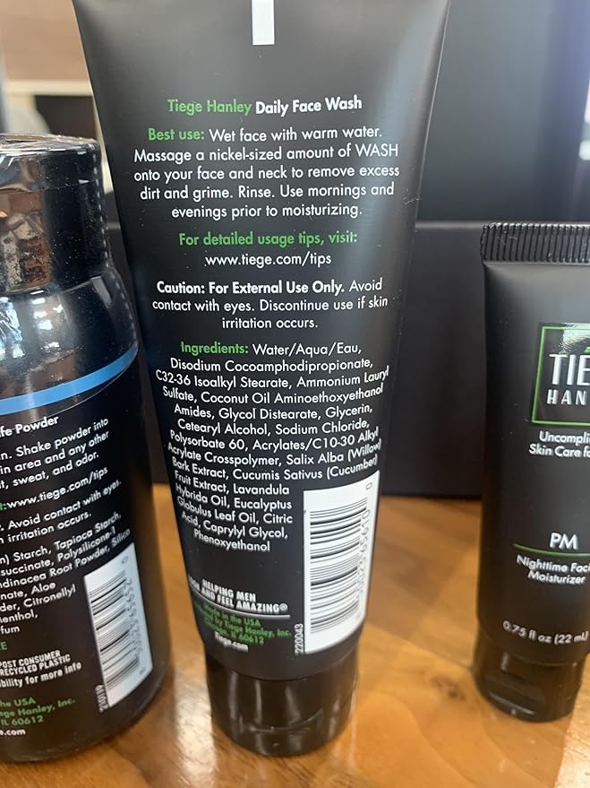 Tiege Hanley Mens Skin Care Gift Box Set, Gold - Men's Skincare Set with Face Wash, AM & PM Moisturizer, Scrub, Clay Mask, Body Wash, Deodorant, Anti Chafe Powder, Scrubber & Dopp Kit