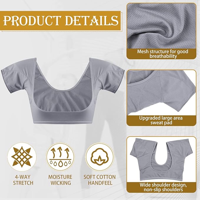 Zhanmai 3 Pcs Underarm Sweat Vest Armpit Sweat Proof Pads for Under Armpits Underarm Proof Pads for Women